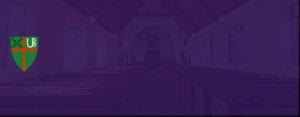 UBE Church Vieo Chosen-e with purple overlay and shield