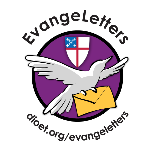 EvangeLetters Seal of Dove Holding Letter Flying Under Episcopal Shield